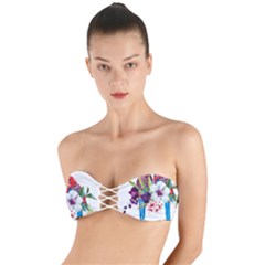Tropical Parrots Twist Bandeau Bikini Top by goljakoff