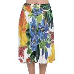 Flowers Velvet Flared Midi Skirt by goljakoff