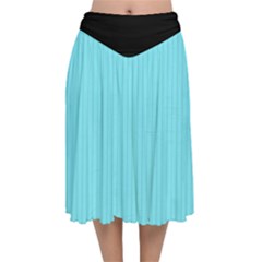 Arctic Blue & Black -  Velvet Flared Midi Skirt by FashionLane