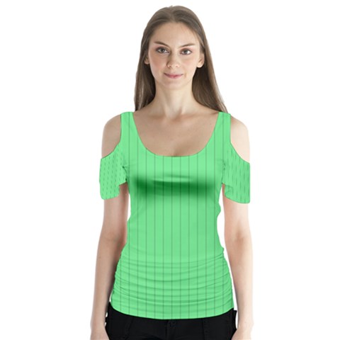 Algae Green & Black -  Butterfly Sleeve Cutout Tee  by FashionLane