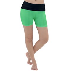Algae Green & Black -  Lightweight Velour Yoga Shorts by FashionLane