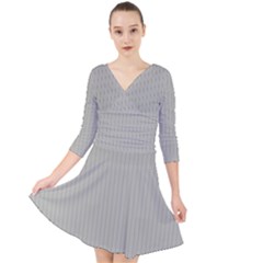 Silver Cloud Grey & Black - Quarter Sleeve Front Wrap Dress by FashionLane