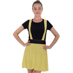 Arylide Yellow & Black - Velvet Suspender Skater Skirt by FashionLane