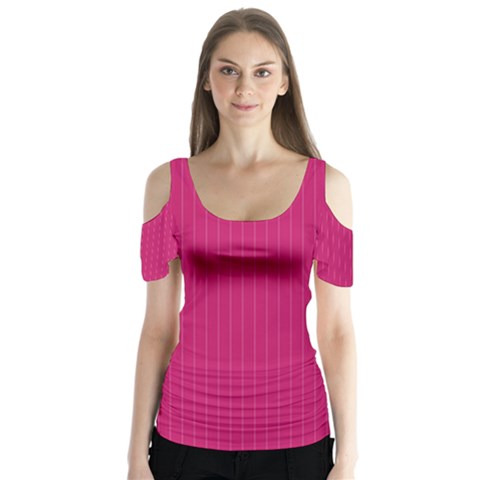 Peacock Pink & White - Butterfly Sleeve Cutout Tee  by FashionLane