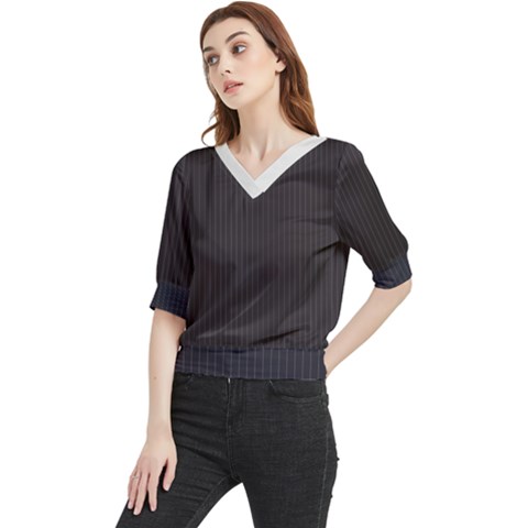 Onyx Black & White - Quarter Sleeve Blouse by FashionLane