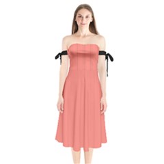 Tea Rose Red & Black - Shoulder Tie Bardot Midi Dress by FashionLane