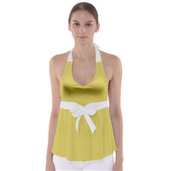 Ceylon Yellow & White - Babydoll Tankini Top by FashionLane