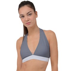 Steel Grey & White - Halter Plunge Bikini Top by FashionLane