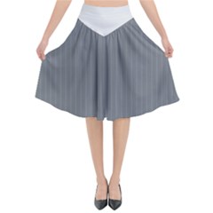 Steel Grey & White - Flared Midi Skirt by FashionLane