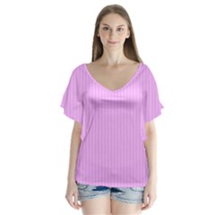 Blossom Pink & Black - V-neck Flutter Sleeve Top by FashionLane