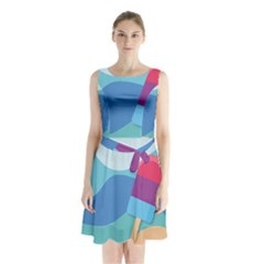 Ice Summer Beach Sea Dessert Sleeveless Waist Tie Chiffon Dress by HermanTelo