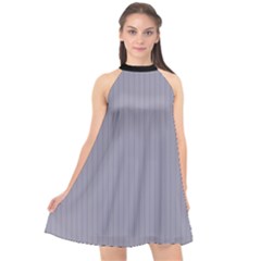 Coin Grey - Halter Neckline Chiffon Dress  by FashionLane