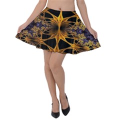 Fractal Flower Velvet Skater Skirt by Sparkle