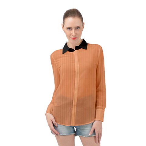 Cantaloupe Orange - Long Sleeve Chiffon Shirt by FashionLane