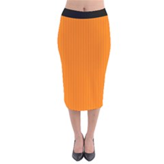 Turmeric Orange - Velvet Midi Pencil Skirt by FashionLane