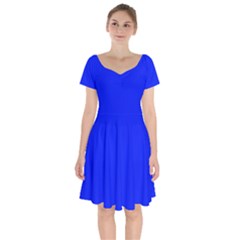 Just Blue - Short Sleeve Bardot Dress by FashionLane