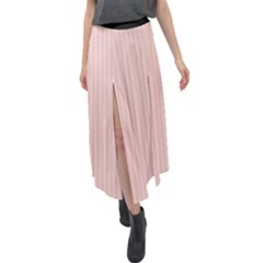 Pale Red - Velour Split Maxi Skirt by FashionLane
