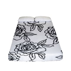 Line Art Black And White Rose Fitted Sheet (full/ Double Size) by MintanArt