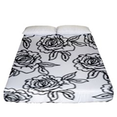 Line Art Black And White Rose Fitted Sheet (king Size) by MintanArt