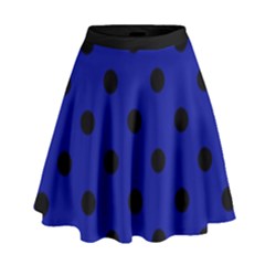 Large Black Polka Dots On Admiral Blue - High Waist Skirt by FashionLane