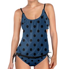 Large Black Polka Dots On Aegean Blue - Tankini Set by FashionLane