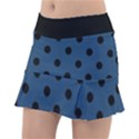 Large Black Polka Dots On Aegean Blue - Tennis Skorts View1