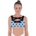 Large Black Polka Dots On Baby Blue - Bandaged Up Bikini Top View1