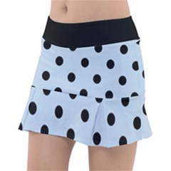 Large Black Polka Dots On Beau Blue - Tennis Skorts by FashionLane