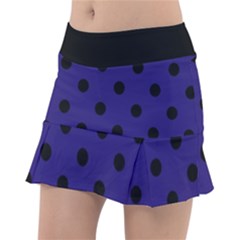 Large Black Polka Dots On Berry Blue - Tennis Skorts by FashionLane