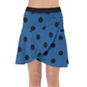 Large Black Polka Dots On Classic Blue - Wrap Front Skirt View1