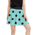 Large Black Polka Dots On Tiffany Blue - Waistband Skirt View1