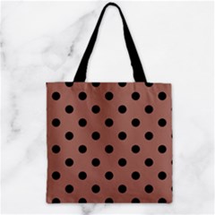 Large Black Polka Dots On Blast-off Bronze - Zipper Grocery Tote Bag by FashionLane