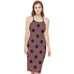 Large Black Polka Dots On Bole Brown - Bodycon Cross Back Summer Dress by FashionLane