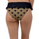 Large Black Polka Dots On Bronze Mist - Frill Bikini Bottom View2