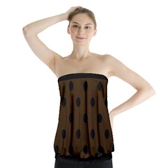 Large Black Polka Dots On Brunette Brown - Strapless Top by FashionLane