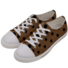 Large Black Polka Dots On Coyote Brown - Women s Low Top Canvas Sneakers by FashionLane
