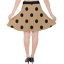 Large Black Polka Dots On Pale Brown - Velvet High Waist Skirt View2