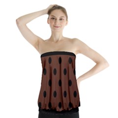Large Black Polka Dots On Emperador Brown - Strapless Top by FashionLane
