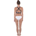 Large Black Polka Dots On Toasted Almond Brown - Cross Back Hipster Bikini Top  View2