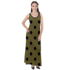 Large Black Polka Dots On Antique Bronze - Sleeveless Velour Maxi Dress by FashionLane
