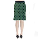 Large Black Polka Dots On Basil Green - Short Mermaid Skirt View2