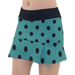 Large Black Polka Dots On Celadon Green - Tennis Skorts by FashionLane