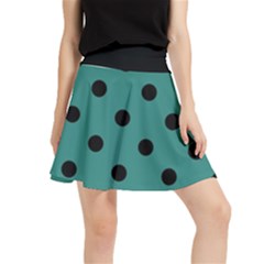 Large Black Polka Dots On Celadon Green - Waistband Skirt by FashionLane