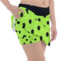Large Black Polka Dots On Chartreuse Green - Tennis Skorts View3