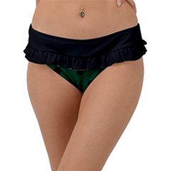 Large Black Polka Dots On Christmas Green - Frill Bikini Bottom by FashionLane