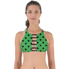 Large Black Polka Dots On Just Green - Perfectly Cut Out Bikini Top by FashionLane