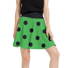 Large Black Polka Dots On Just Green - Waistband Skirt by FashionLane