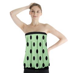 Large Black Polka Dots On Pale Green - Strapless Top by FashionLane