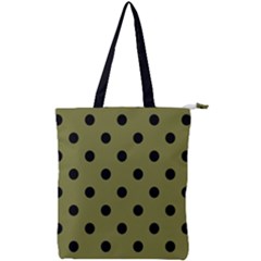 Large Black Polka Dots On Woodbine Green - Double Zip Up Tote Bag by FashionLane