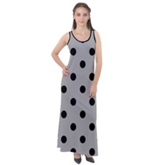Large Black Polka Dots On Chalice Silver Grey - Sleeveless Velour Maxi Dress by FashionLane